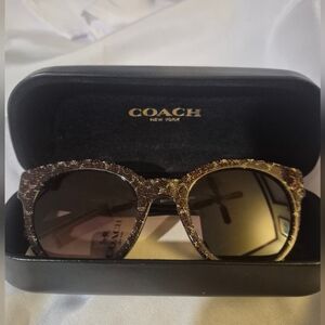 Coach Women Sunglasses Hc8265-554713(51) Tortoise Glitter With Box, Cloth, Book